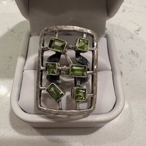 925 silver multi stone peridot ring size 7